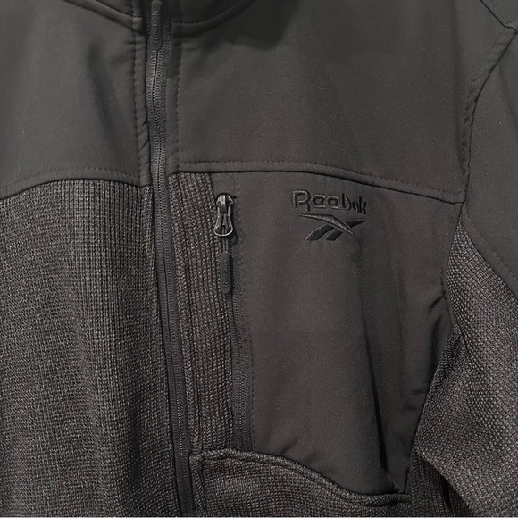 Reebok Full Zip Up Logo Jacket Black XLarge Pockets Mixed Media Athleisure NWOT - Picture 4 of 13